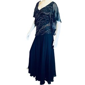 JK ARA Beaded Maxi Navy Dressy Dress  size 12